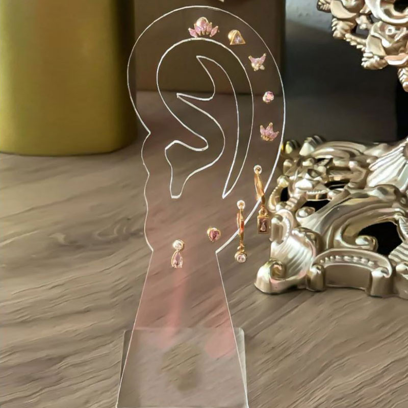 2 Espositori A T Color Crema Per Orecchini A Perno O Pendenti. Altezza 14,5 Cm, Da Banco. Box Displays.